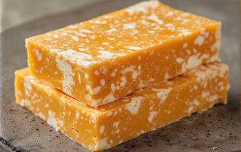 Discovering Cheese Mixed with Monterey Jack in an Orange-and-White Speckled Block